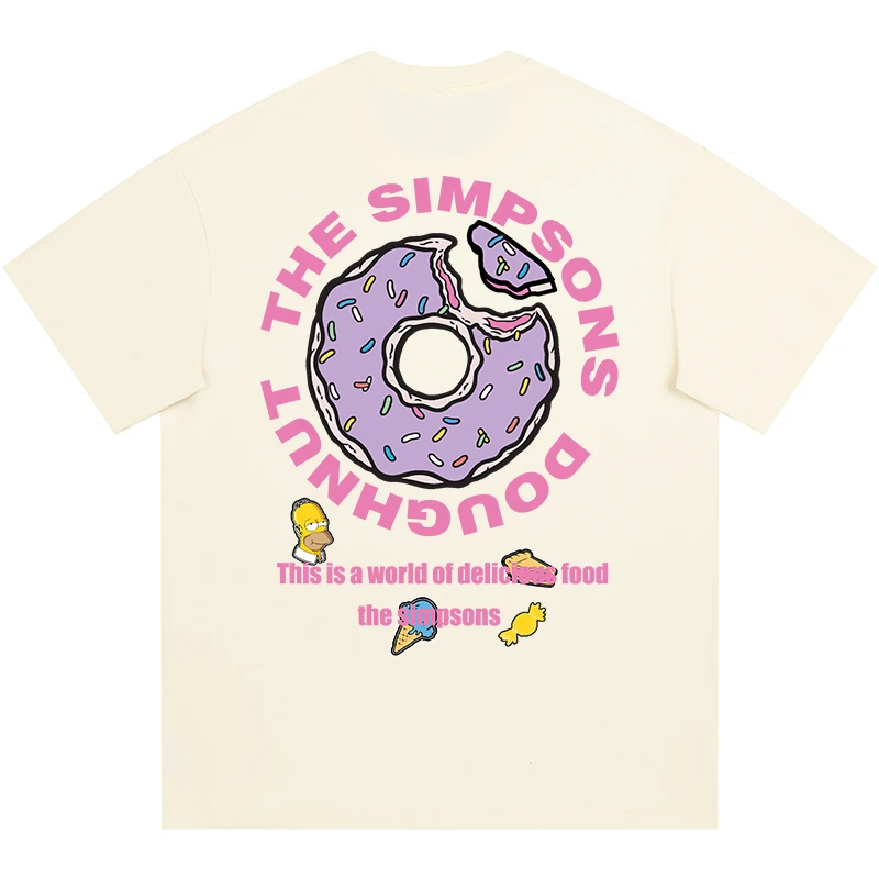 THESIMPSONS字母Logo印花甜甜圈落肩短袖T恤男女同款SPCTE222F21U