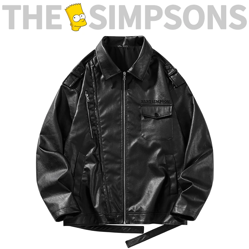 THESIMPSONS复古美式美拉德机车风工装外套翻领皮衣SPCPY243F12U