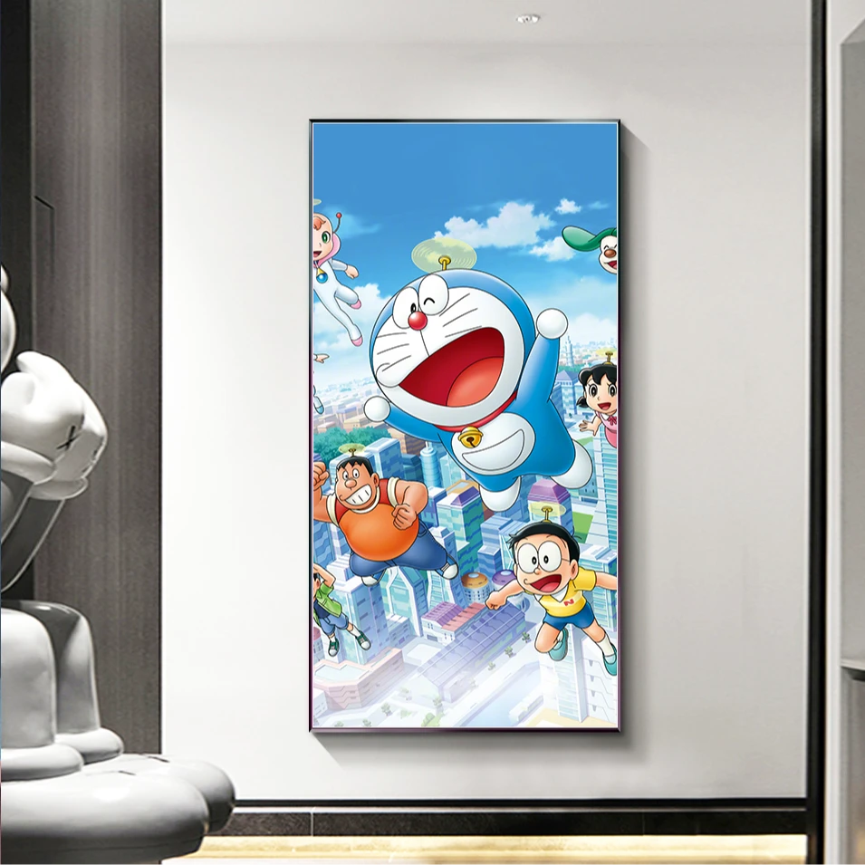 【铝合金水晶画】叮当猫壁画儿童房客厅卧室装饰画玄关背景墙挂画