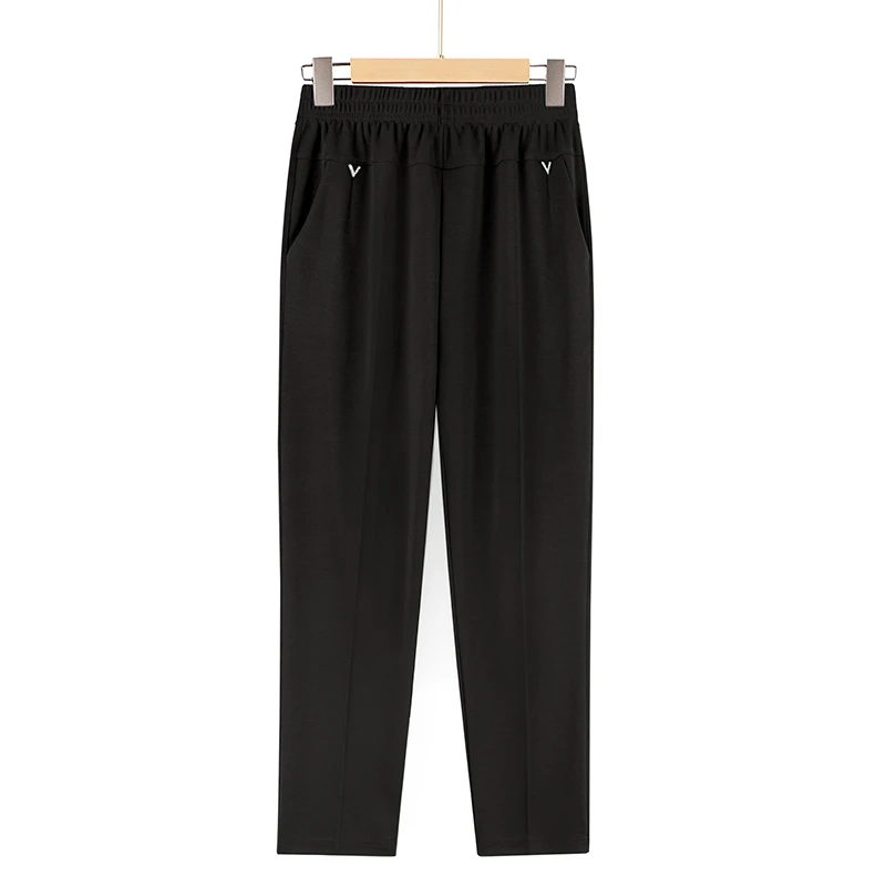 中老年女裤春秋高腰弹力妈妈休闲裤黑色松紧腰老年人长裤奶奶裤子