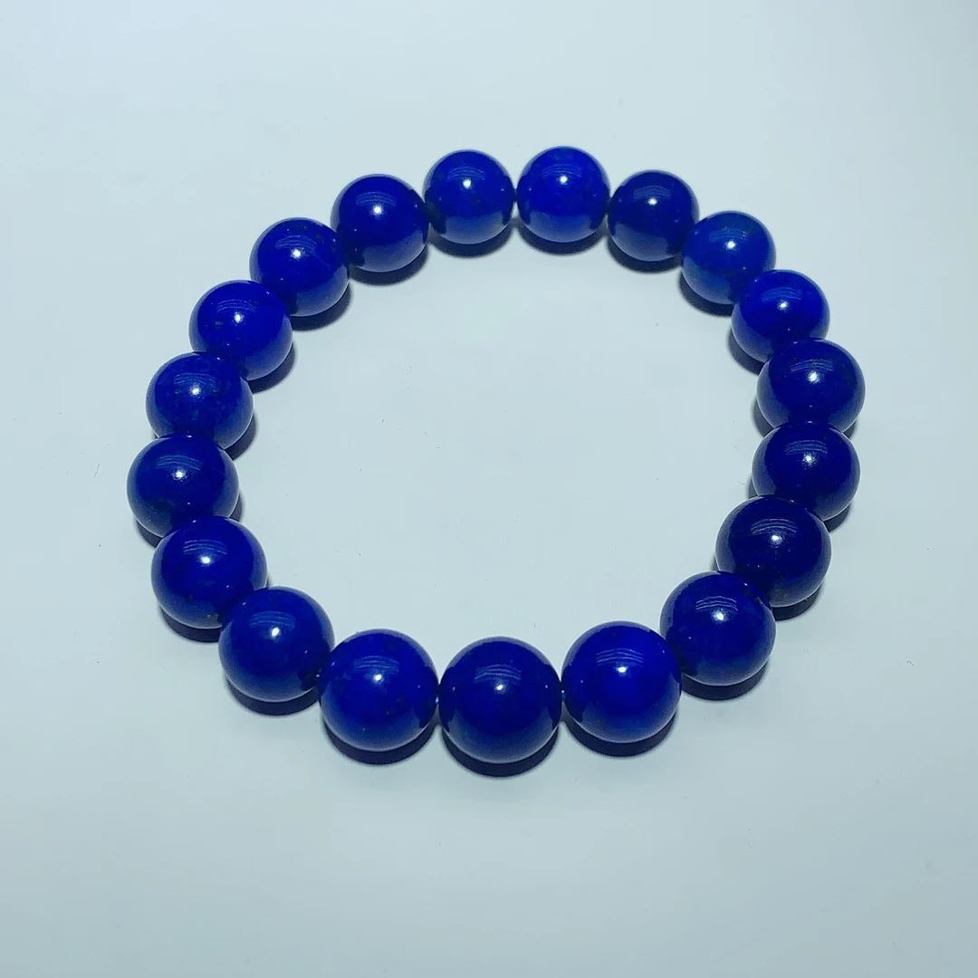 天然无优化阿富汗青金石收藏级老矿料10mm克莱因蓝手串佛珠手链