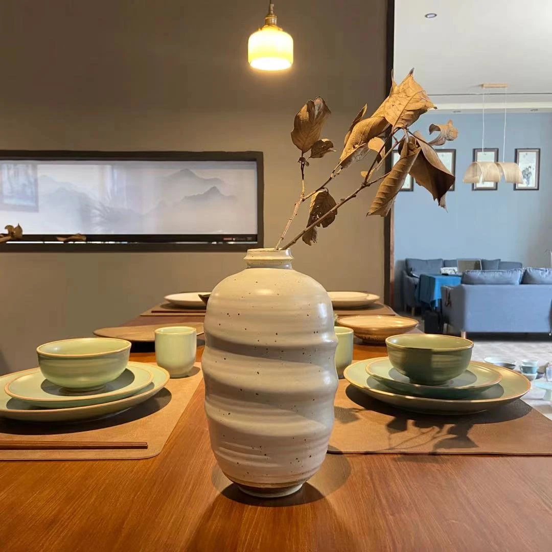 【小清新日式花器】手工拉坯成型桌面摆件百搭纯色花瓶景德镇HT