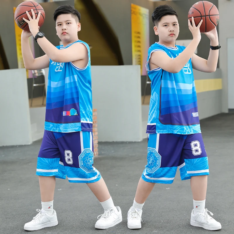 胖男童加肥加大夏装无袖套装男大童速干夏季胖童男孩运动篮球服潮