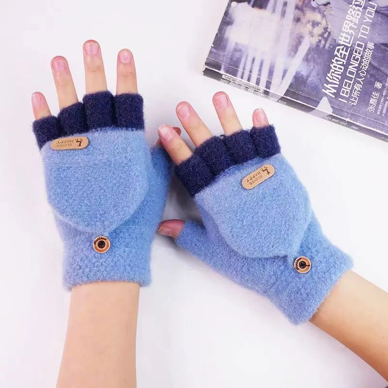 儿童手套男冬天5-10岁小学生写字翻盖保暖舒适6女孩五指8岁手套
