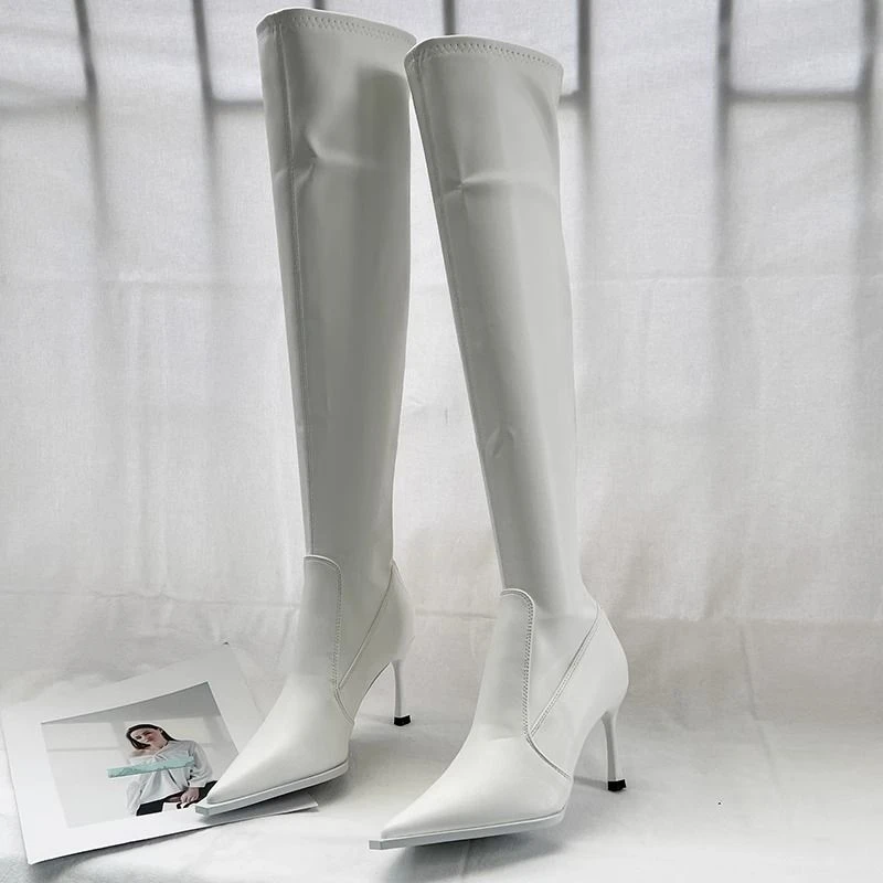 2025新款性感弹力瘦腿过膝高跟尖头秋冬季细跟长筒靴子
