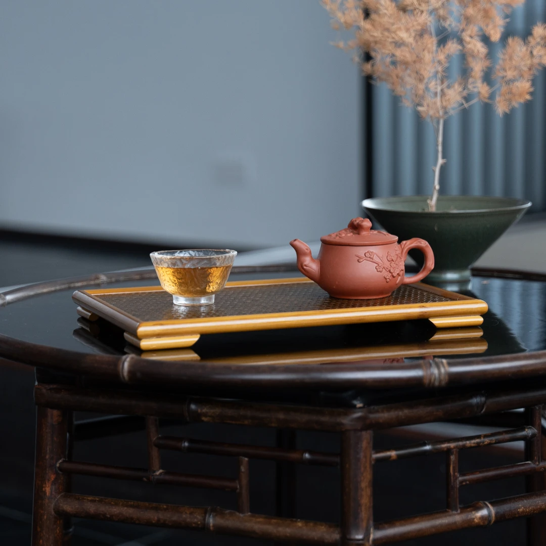 【兰亭】非遗竹编席干泡台壶承家用茶室小茶盘茶台轻奢复古茶盘中式