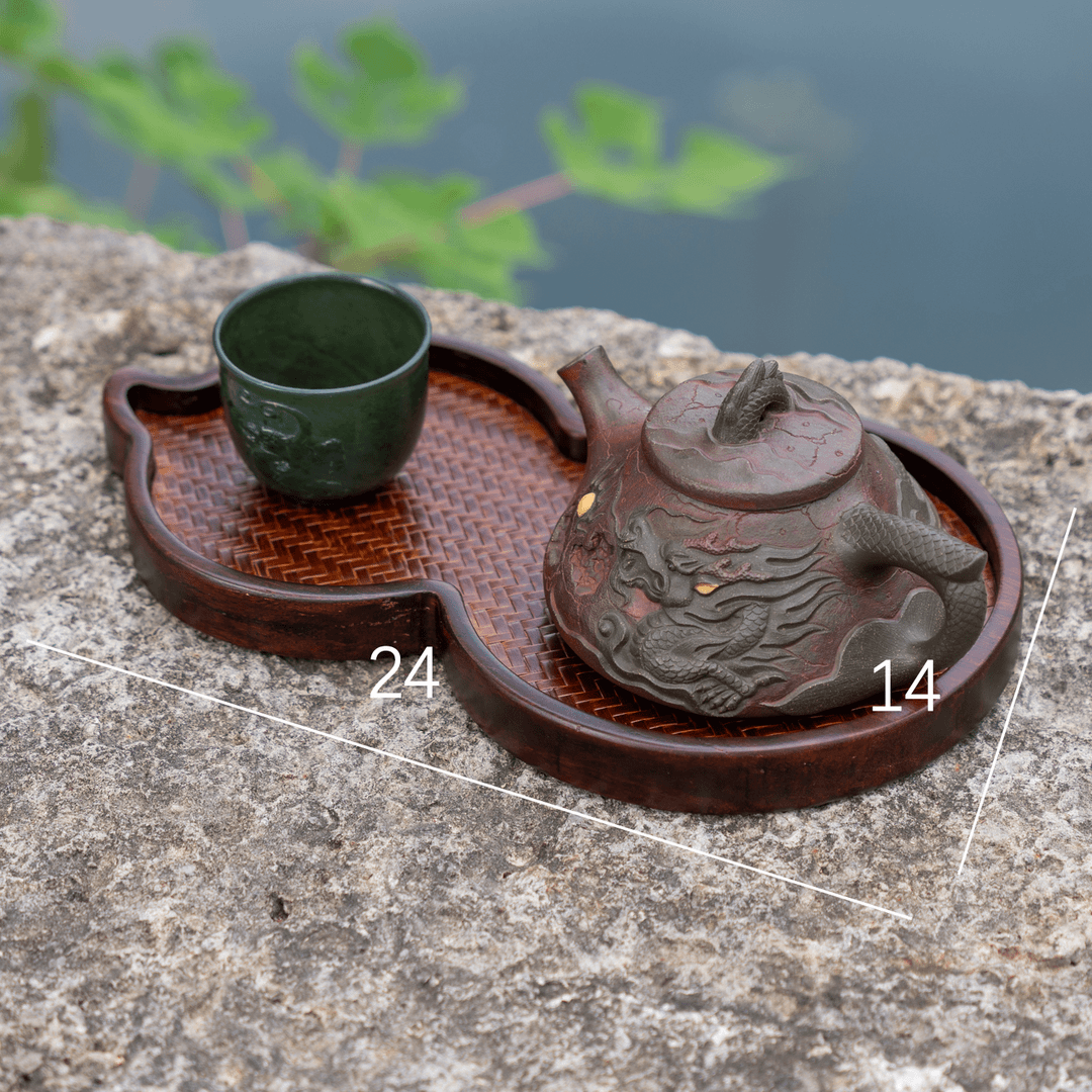 【葫芦】竹编干泡台回纹菱形干泡台中式禅意茶具收纳盘文房高端茶室