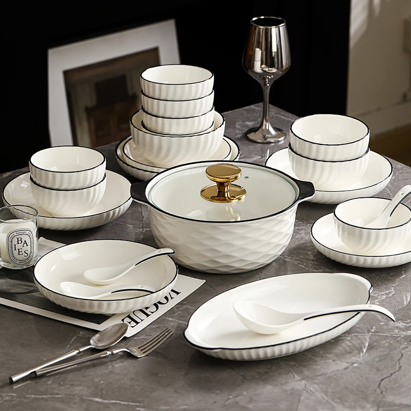 Yomerto2025新款轻奢家庭用餐具欧式简约高档陶瓷碗筷餐具全套