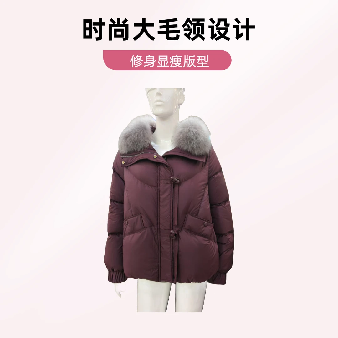 中老年女冬装防寒服毛领加厚保暖妈妈装外套