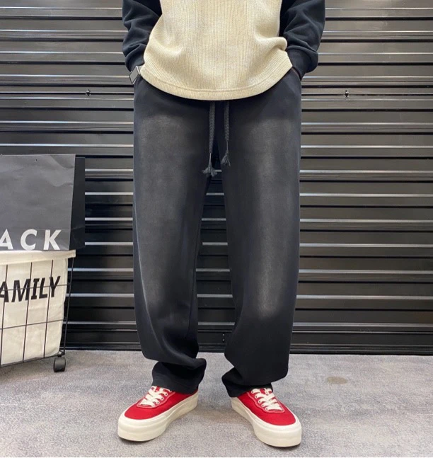 2024秋冬高端新款直筒裤高街潮流水洗做旧休闲直筒裤百搭休闲裤子