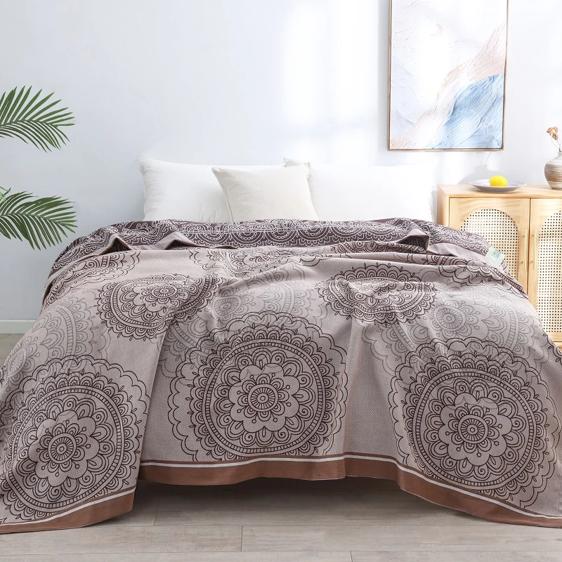 （瑾年）230*250新疆阿克苏长绒棉欧式双面针织轻奢高端床盖盖毯