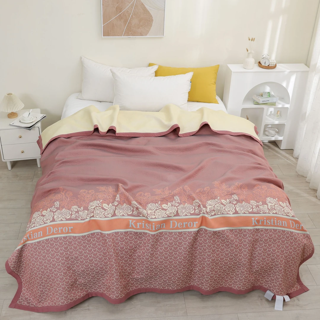 (克里斯汀）200*230高档轻奢双人精梳四季多功能透气床盖毯