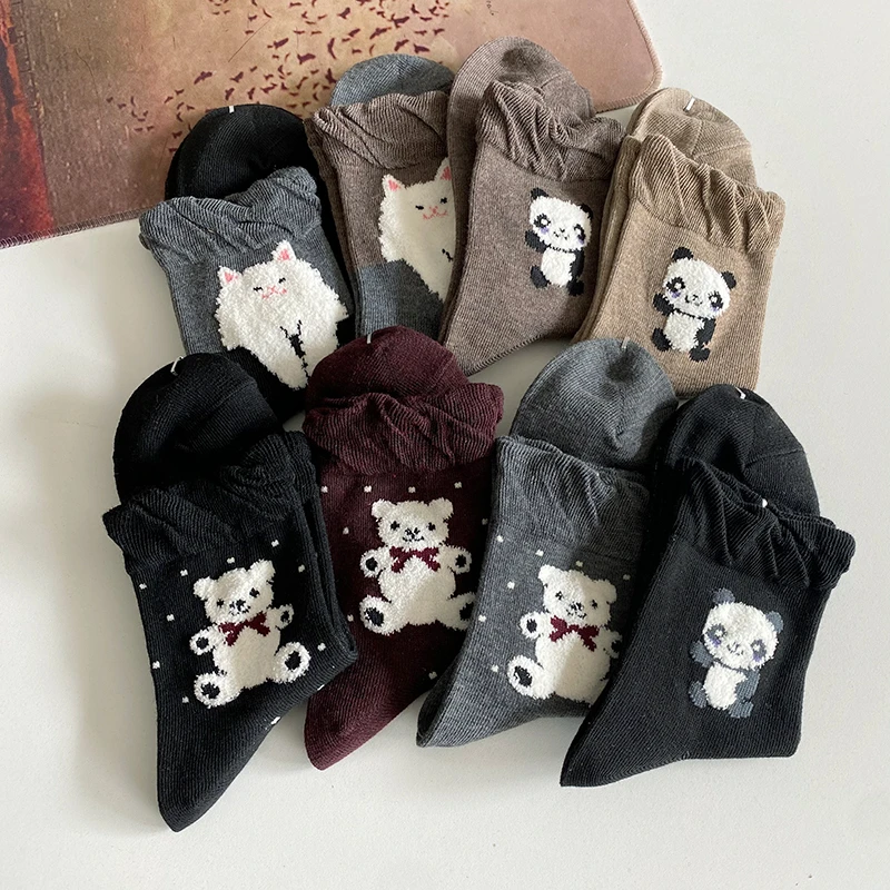 【我的哈基米】日单靴下柔软秋冬含毛保暖中筒袜女袜花边可爱袜子