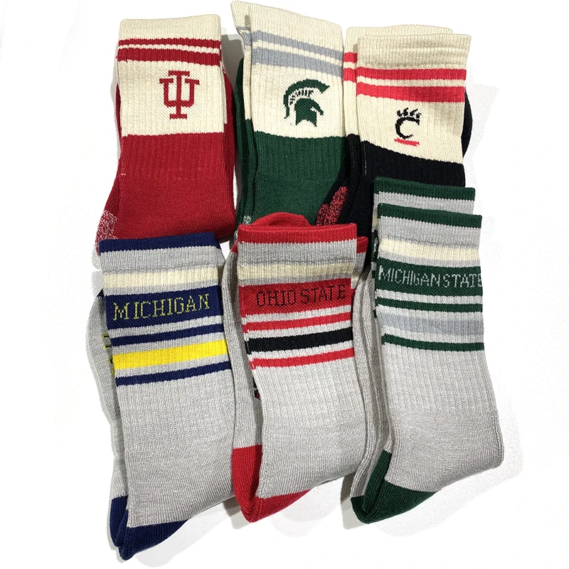 【球队袜】欧美单秋冬潮酷拼色毛巾底男袜女袜 厚实保暖3双入