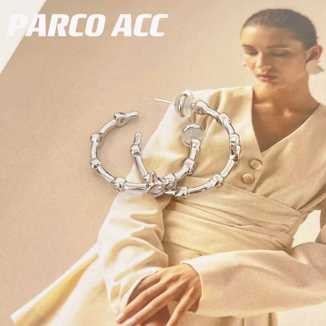 铜合金合成锆石耳饰 G311 爱心节节C圈耳环