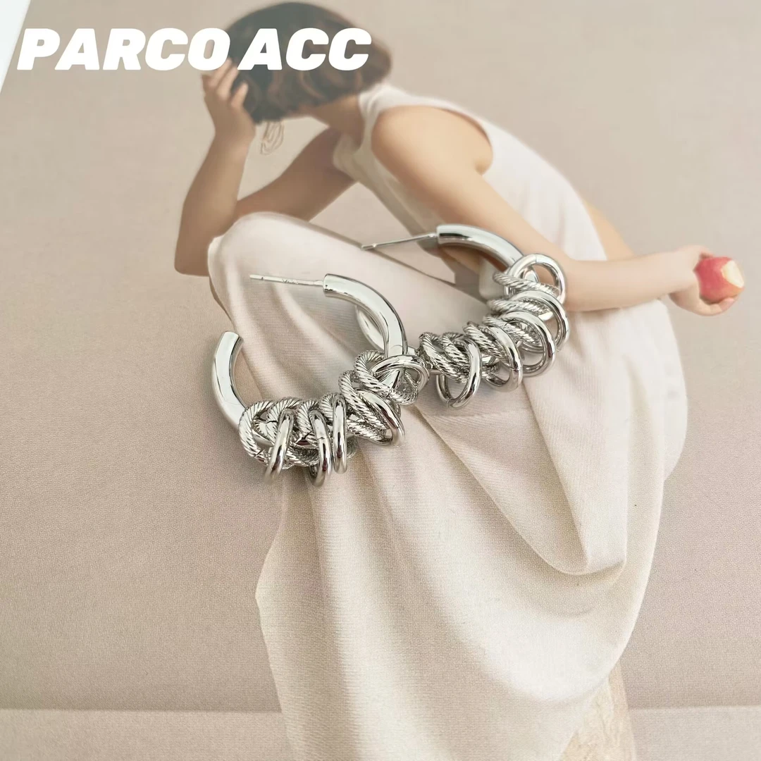 铜合金耳饰 B315  不规则圈圈交叉耳钉