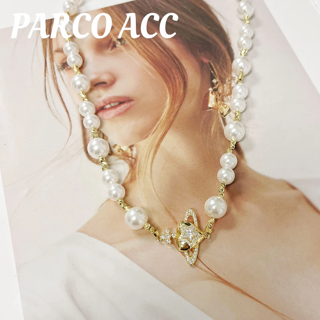 铜合金仿珍珠项链 L510 星心光环珠珠项链