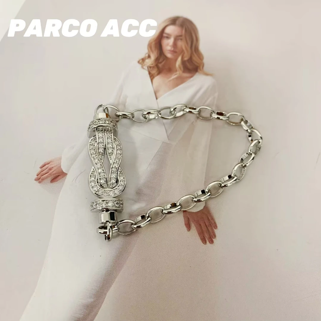 铜合金合成锆石手链 GP2019 链条绳结马蹄扣手链