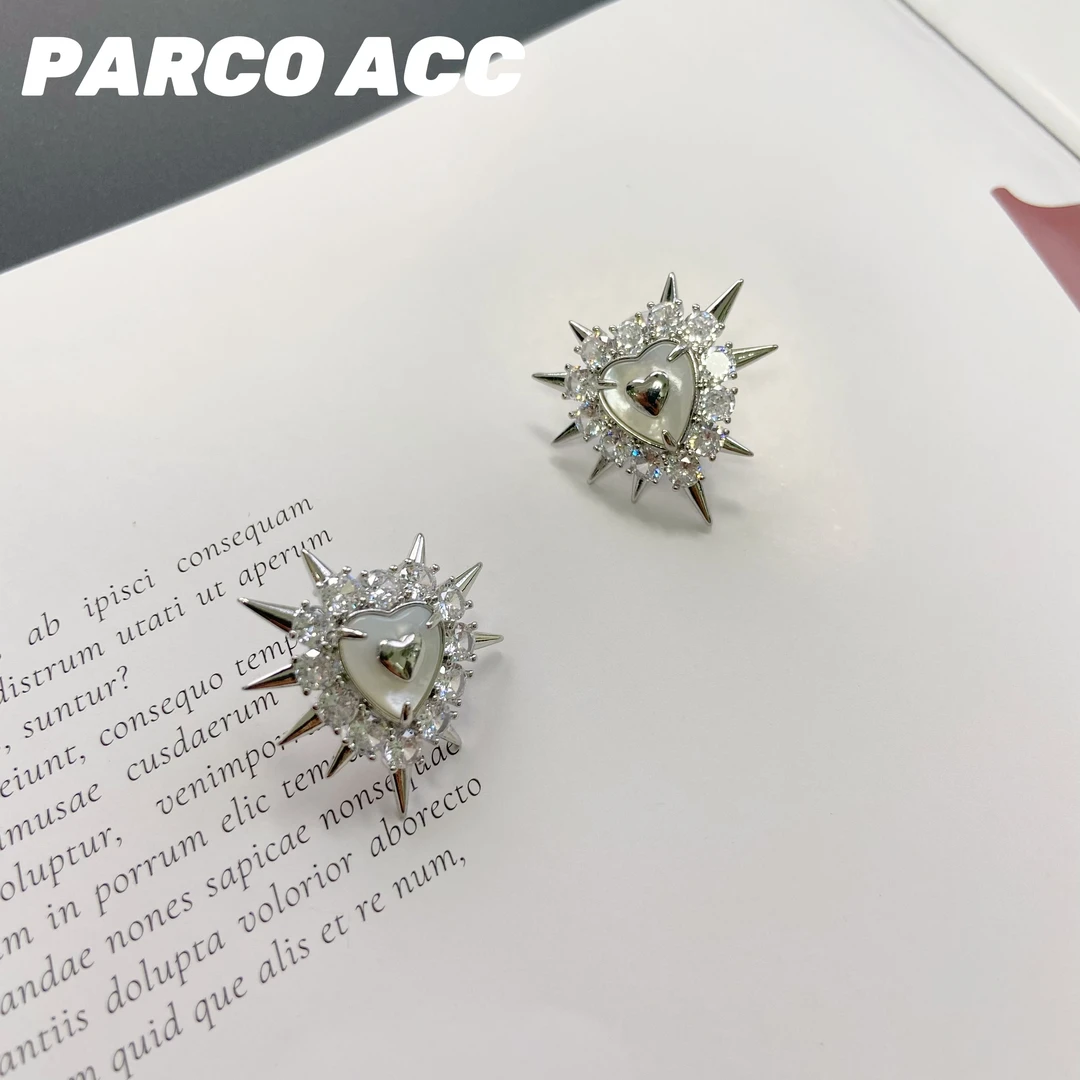 铜合金合成锆石耳饰 GP1512 塞壬爱心柳钉耳钉