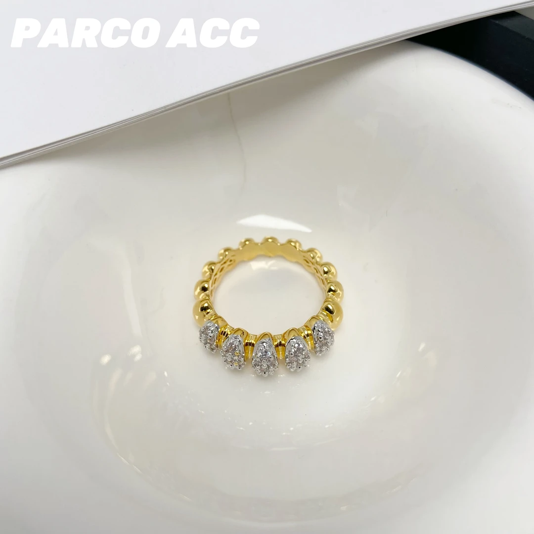 铜合金合成锆石戒指 S612 满锆牛角戒指