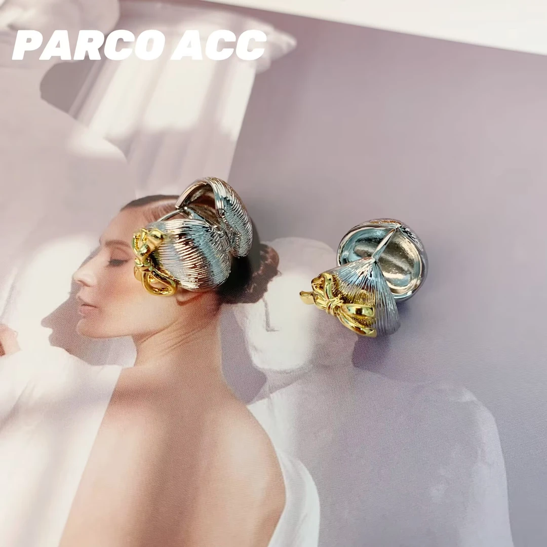 铜合金耳饰 GP1704 种子肌理双色蝴蝶结耳扣