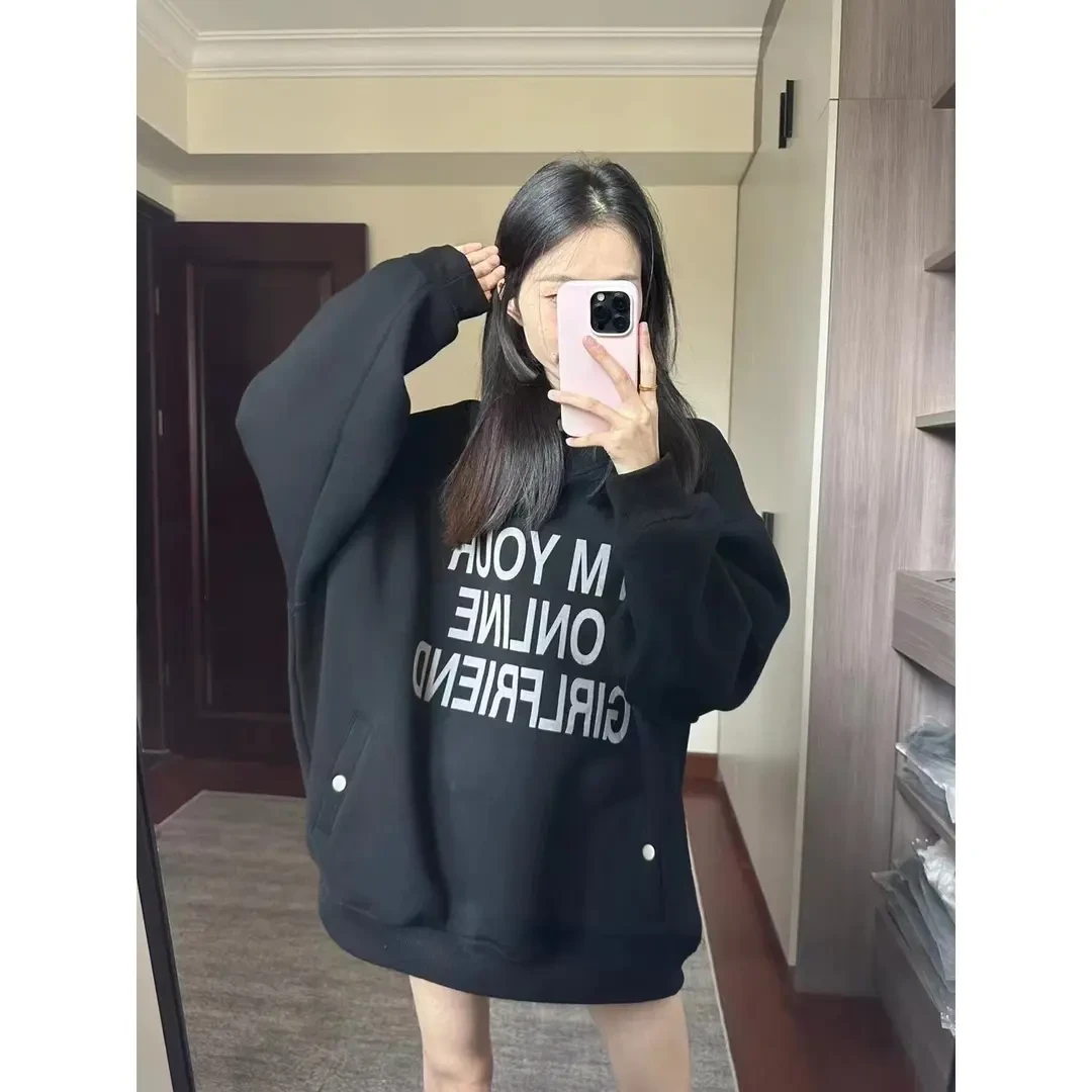 慵懒风连帽卫衣女秋冬款2023新款爆款宽松显瘦中长款秋冬长袖上衣