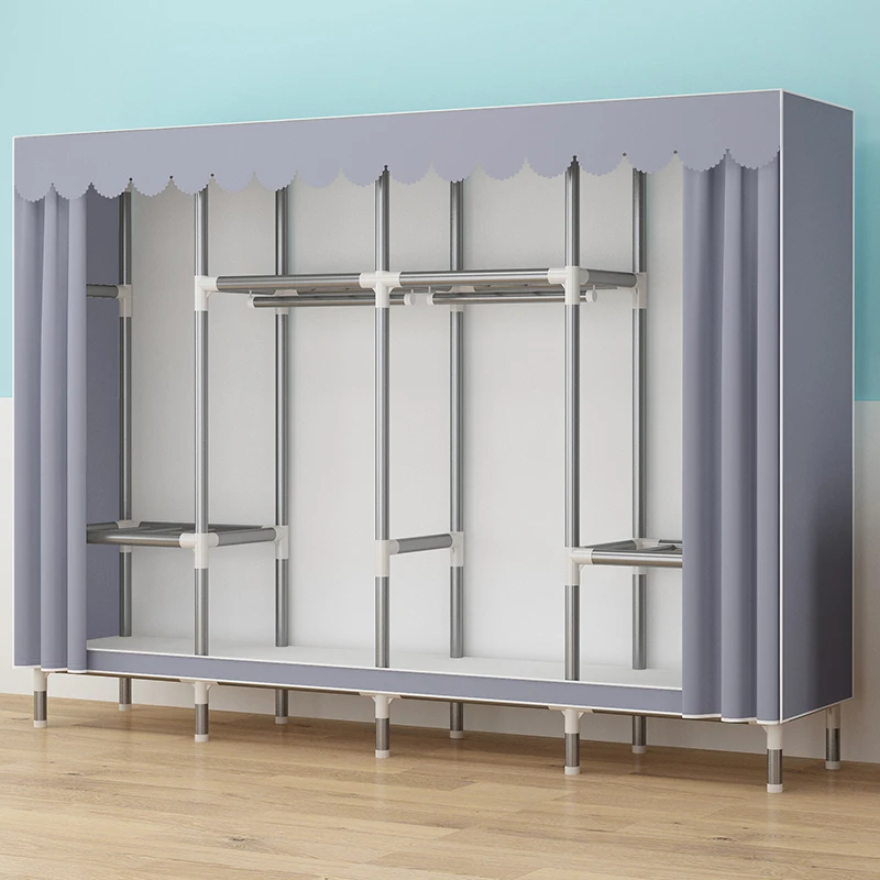 布衣柜家用卧室出租房钢架结构加粗加厚简易衣柜结实耐用组装衣橱