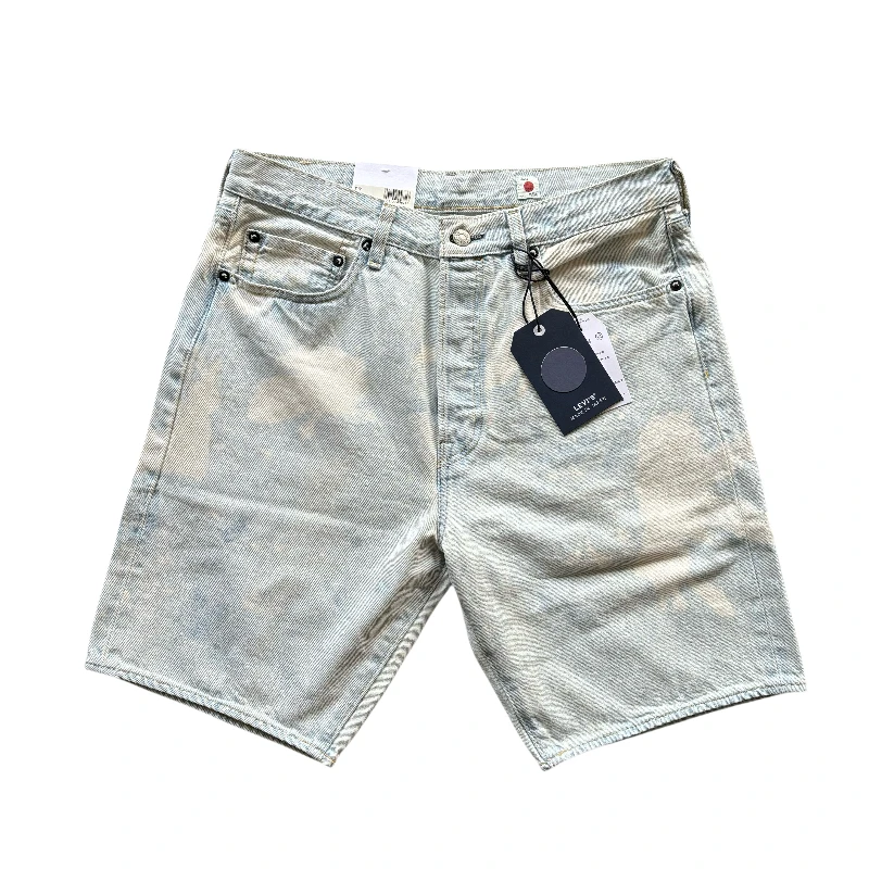 2024夏款 日本制 Levis 501 李维斯浅蓝色扎染赤耳丹宁牛仔短裤