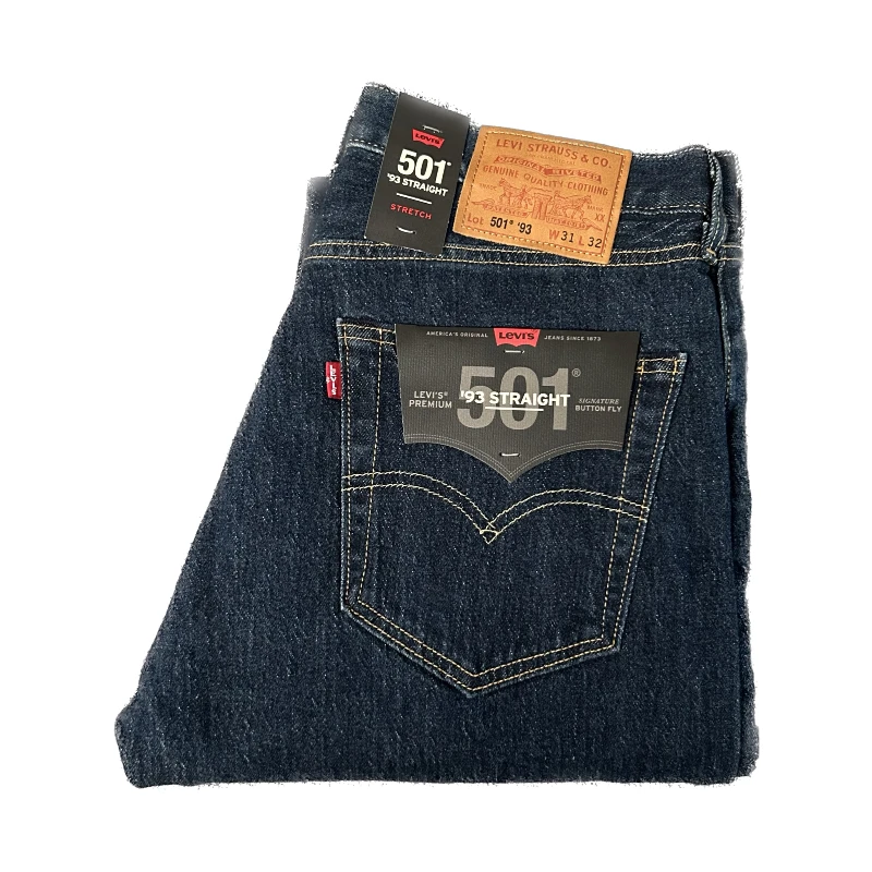 美国进口Levis/李维斯501深蓝色中腰直筒弹力男士牛仔裤轻奢水洗