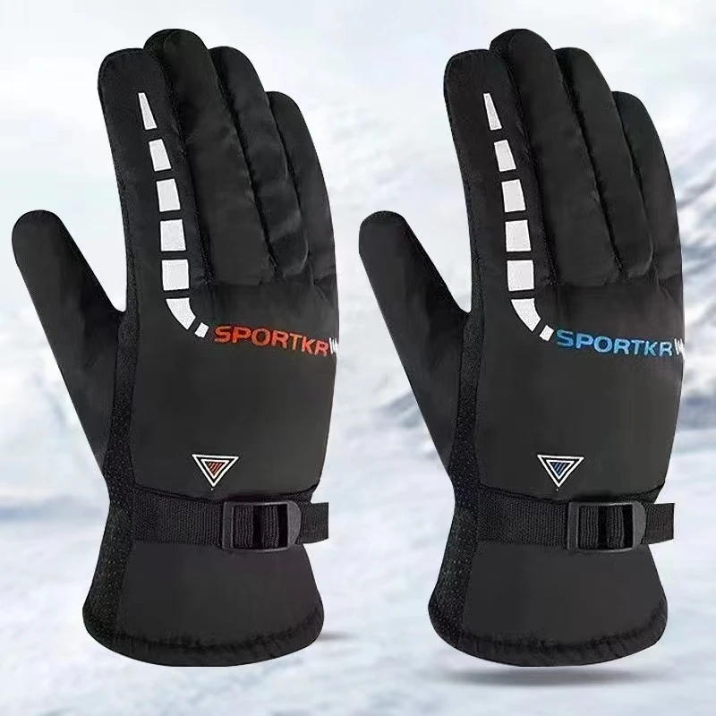 骑车手套冬季加绒加厚防风保暖户外滑雪棉手套