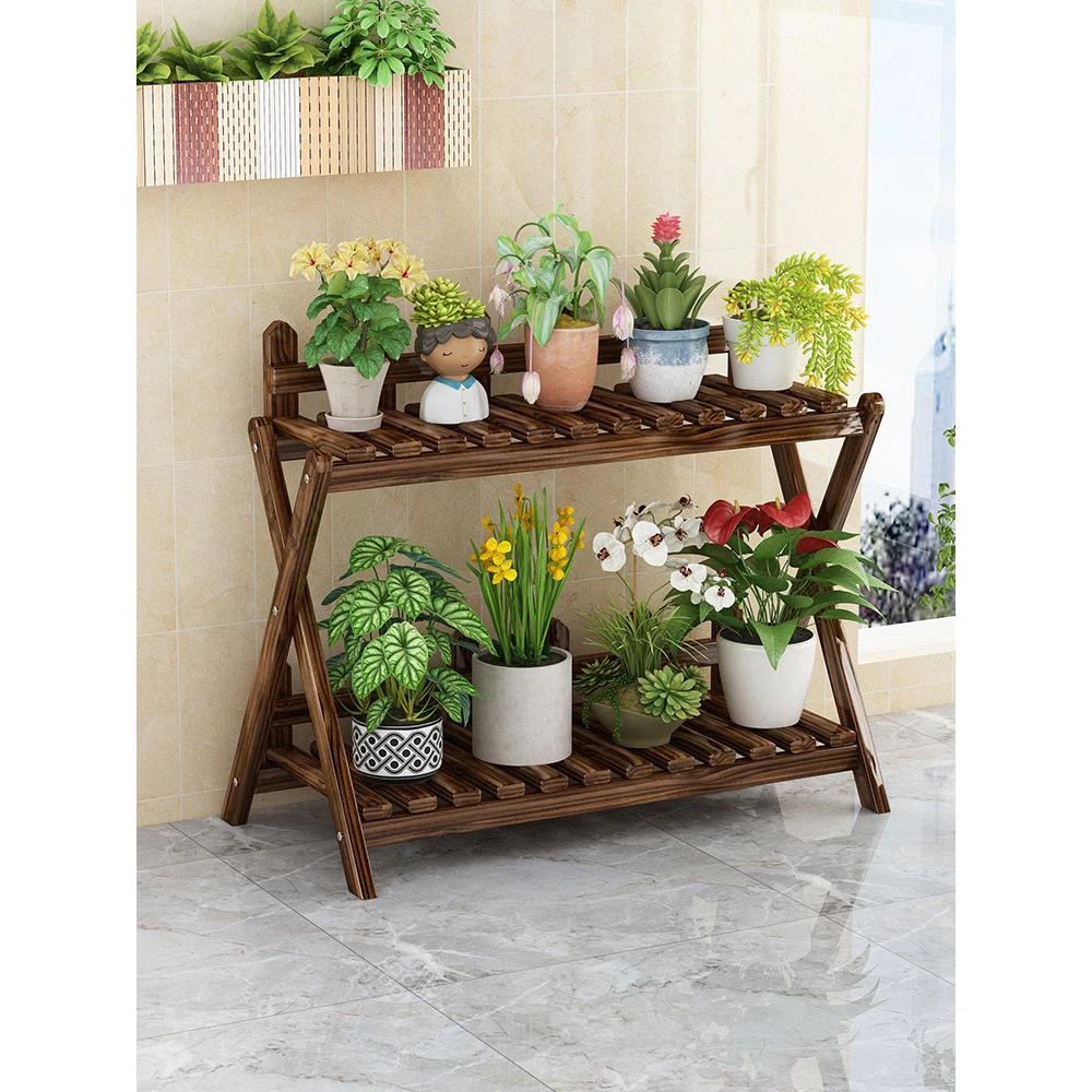 多层花架客厅室内装饰阳台落地式多肉绿萝植物花盆摆放层实木架置