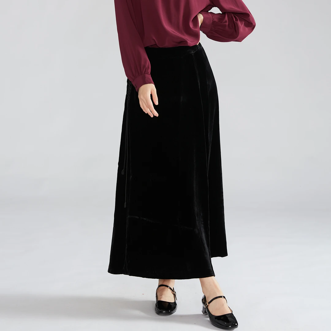 紧密度高半身裙赫本风半裙丝绒时尚裙子秋季BQD052