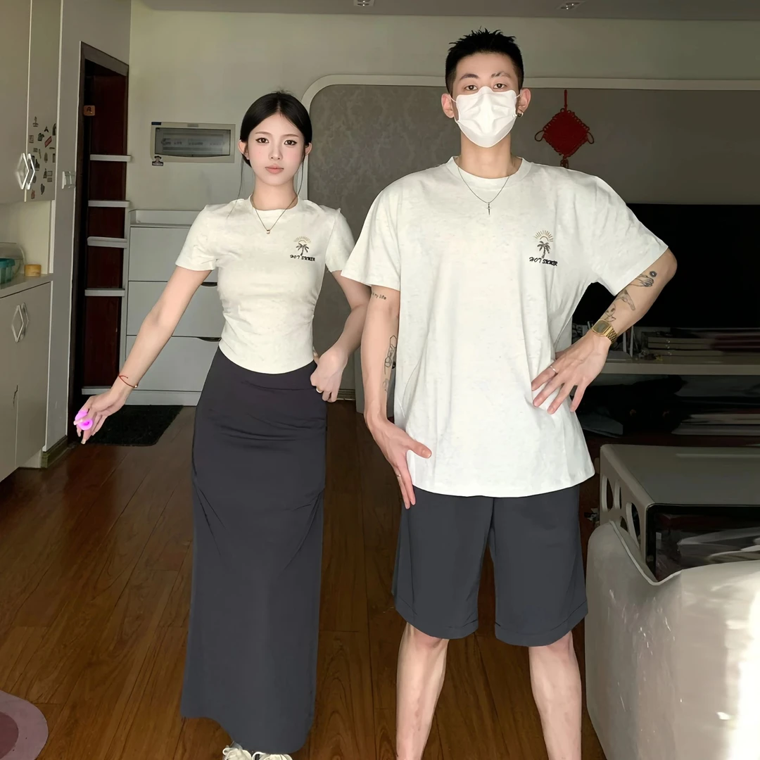 特别的情侣装一裙一衣夏装2025新款设计感法式半身裙女高级感短袖