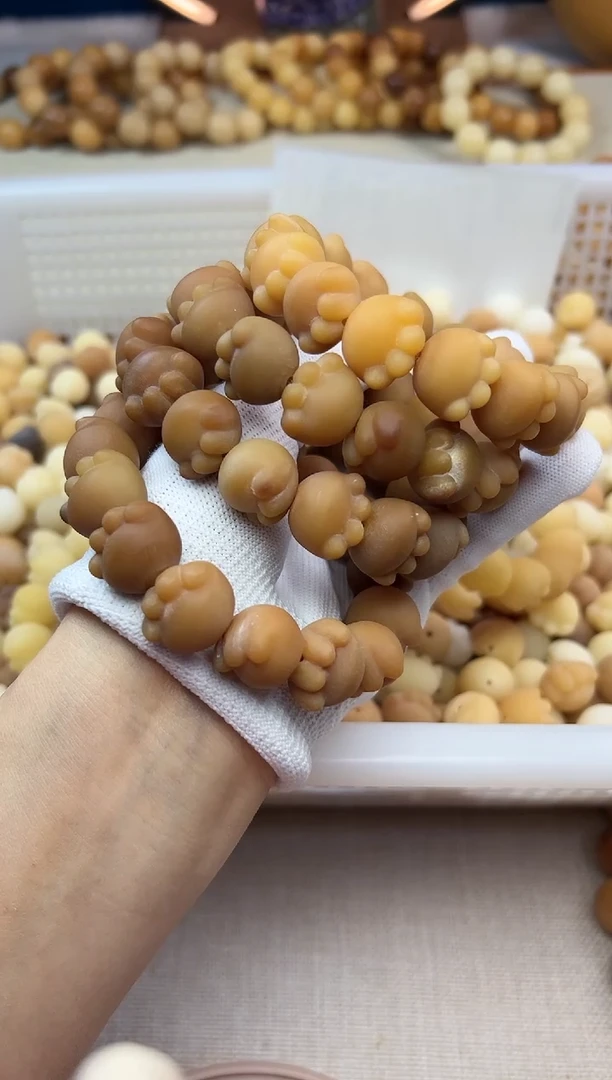 【闪购商品】菩提根/象牙果手串毛坯磨砂猫爪深色16颗瑕疵1517