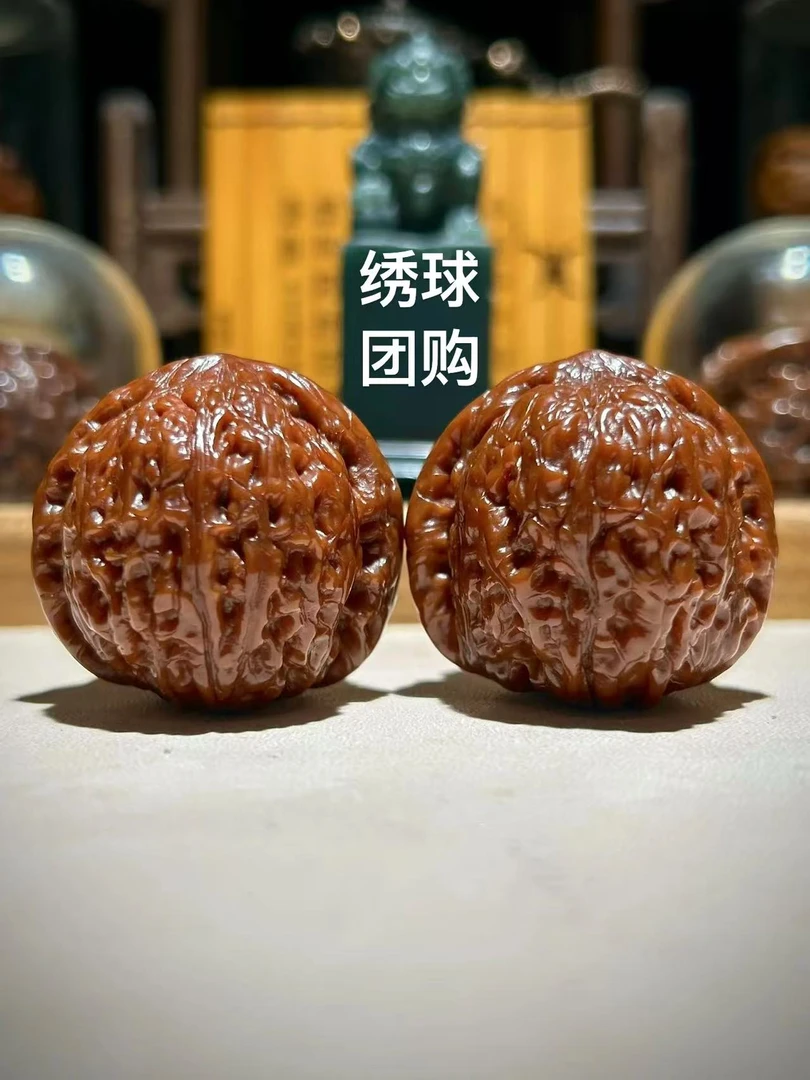 （非直播勿拍）精修团购绣球文玩麻核桃一对（非一物一图）