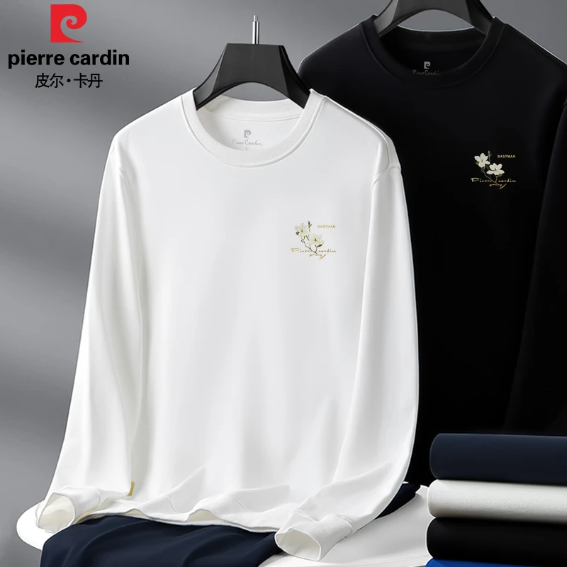 皮尔卡丹圆领卫衣秋季男上衣长绒棉长袖套头商务休闲男装PE30123