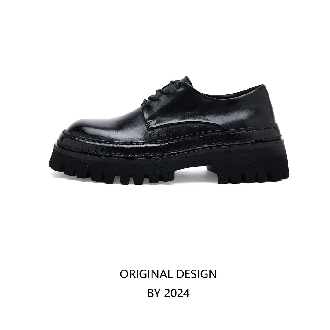 【女款】25初春新款厚底增高英伦风时装单鞋复古做旧水洗马皮乐福鞋