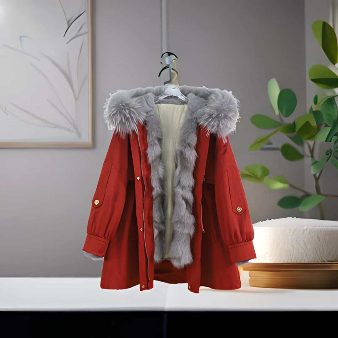 2024时尚女士百搭连帽秋冬大毛领中长款冬季桑蚕丝派克皮草268