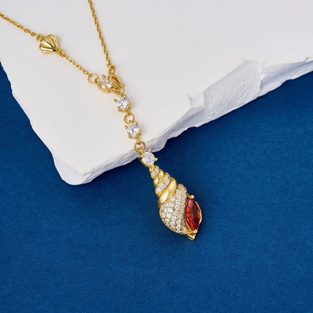 BAOSTONE 坠链均925银合成锆石 【芬达海螺】项链轻奢t497