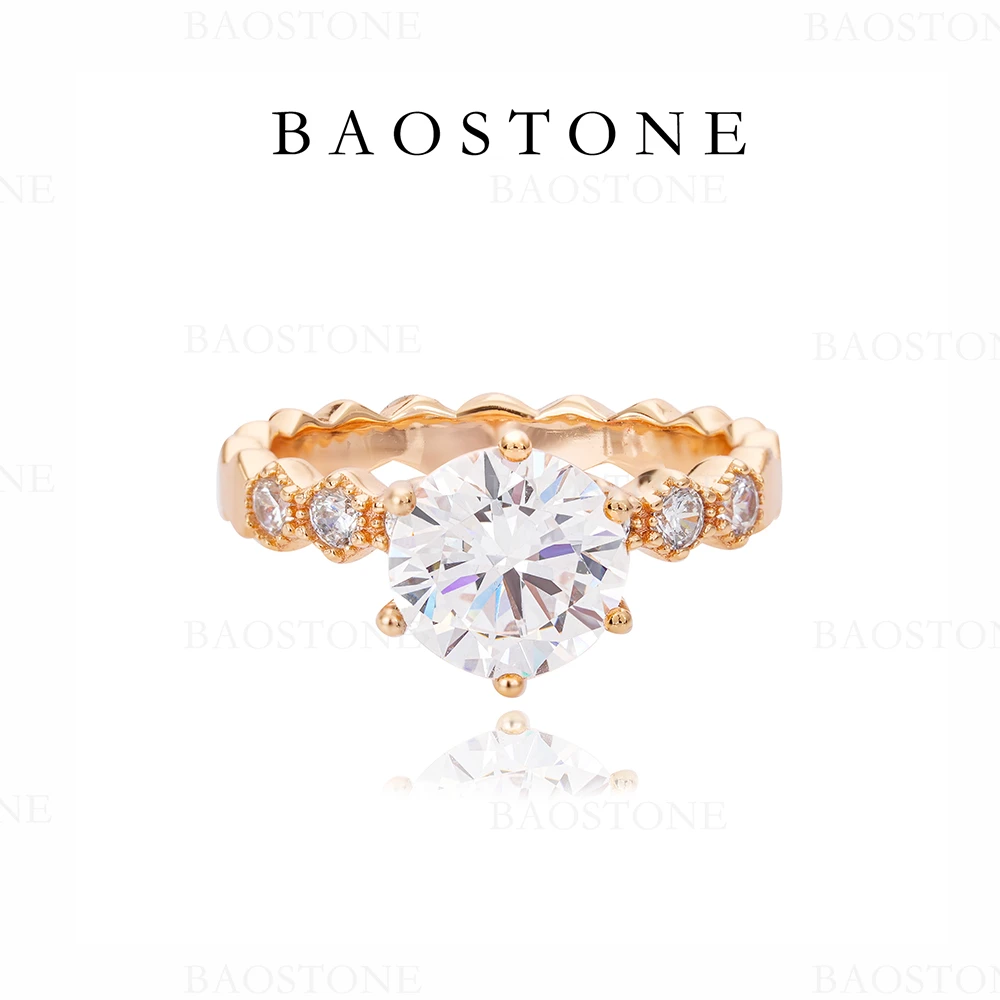 BAOSTONE 925银合成锆石戒指 【蜂巢六爪戒指】经典简约精致J270