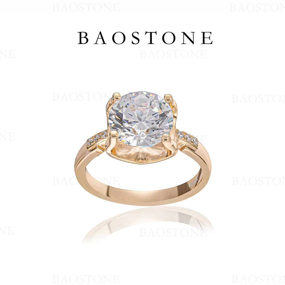 BAOSTONE 925银合成锆石戒指 【牛头小蛮腰戒指】时尚镶钻简约J268