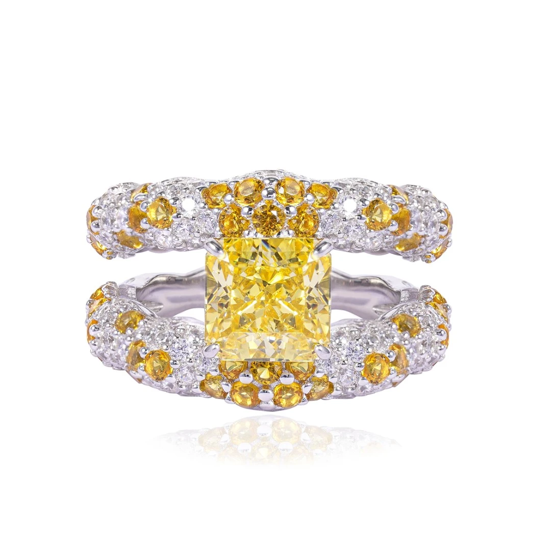 925银合成锆石戒指 【摩登女郎戒指】J224 《A梦》 黄色气质轻奢