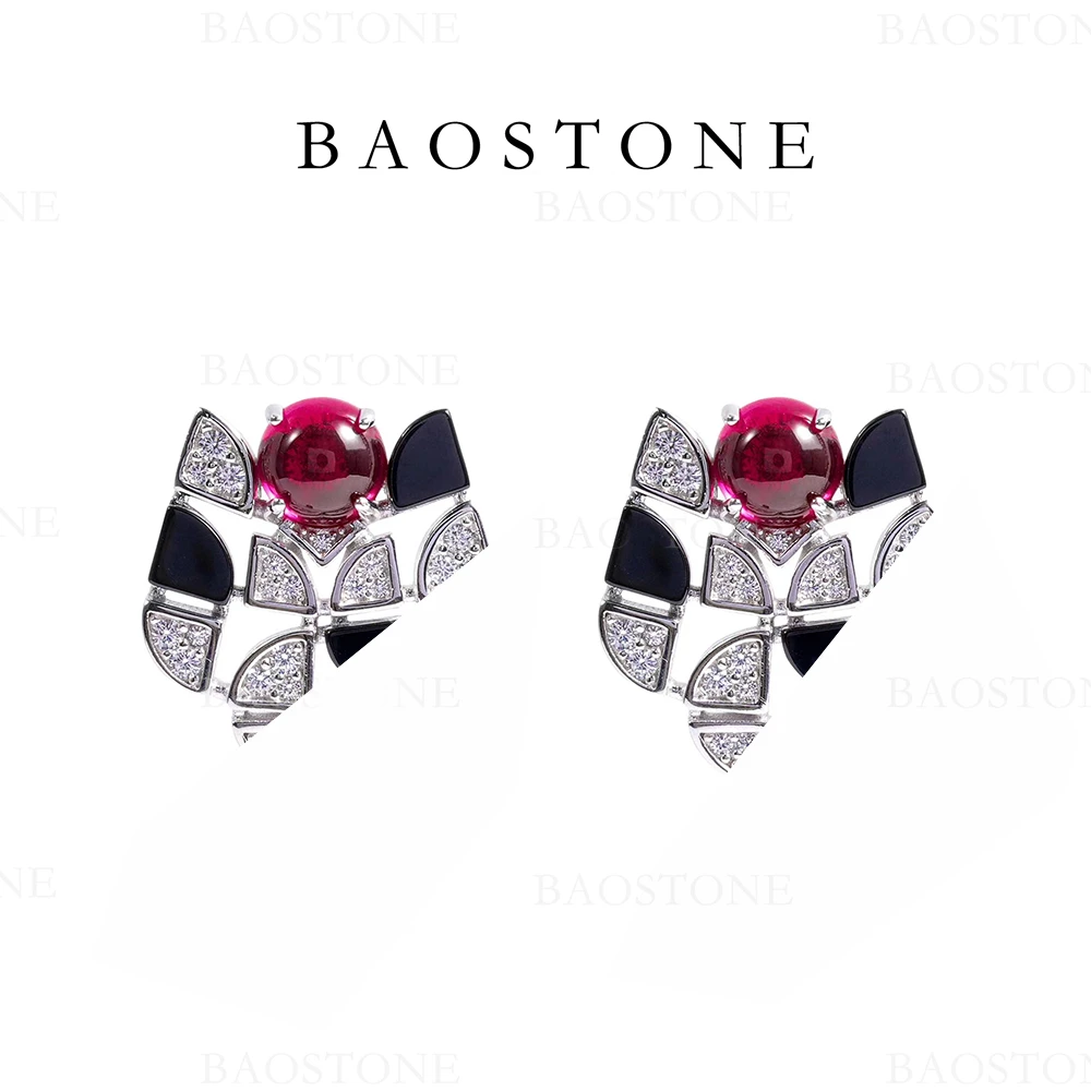 BAOSTONE 925银合成锆石耳饰 【卡家豹子头耳钉】气质百搭精致 E189