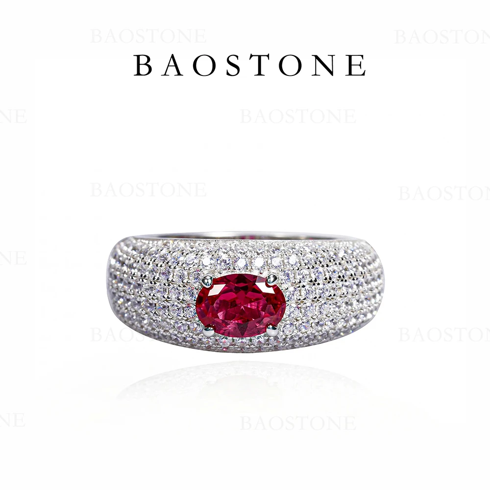 BAOSTONE 925银合成锆石戒指 【相思豆戒指】J260  时尚镶嵌红色