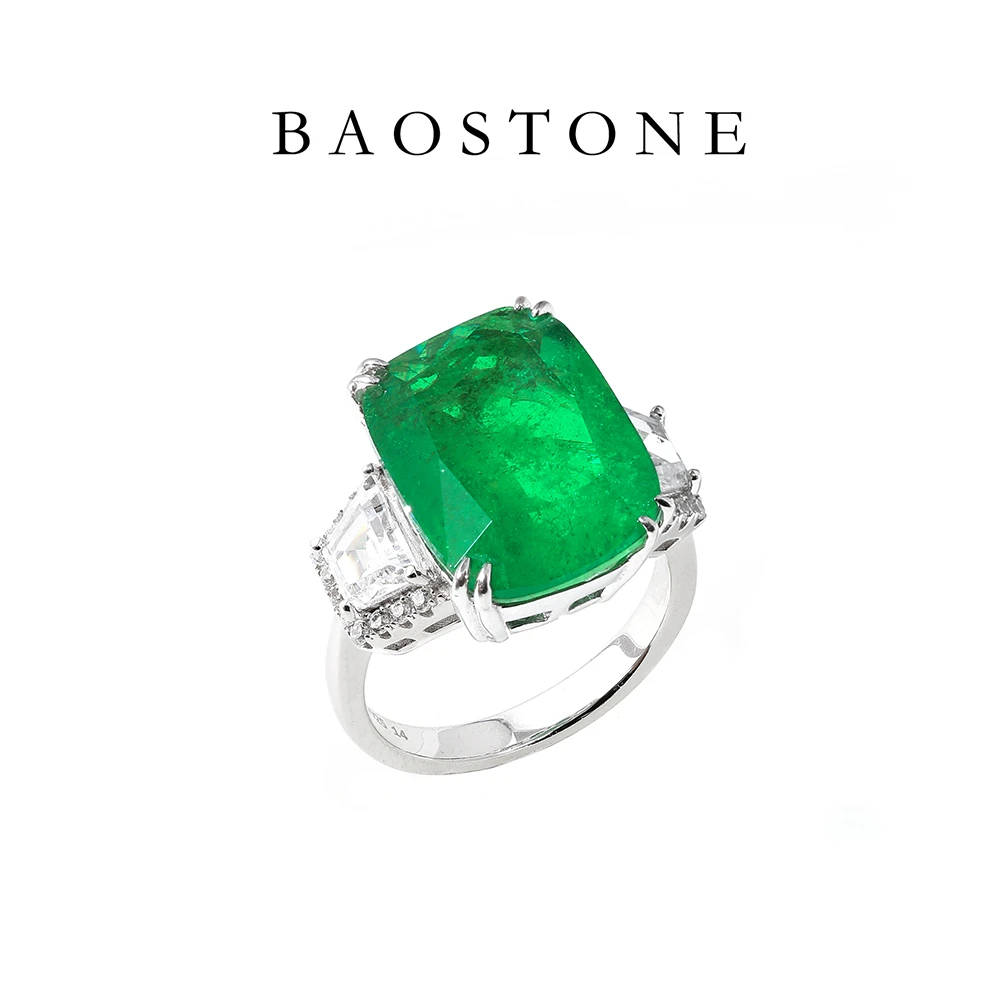 BAOSTONE 925银合成锆石戒指 【维纳森林】时尚绿色显白简约j318