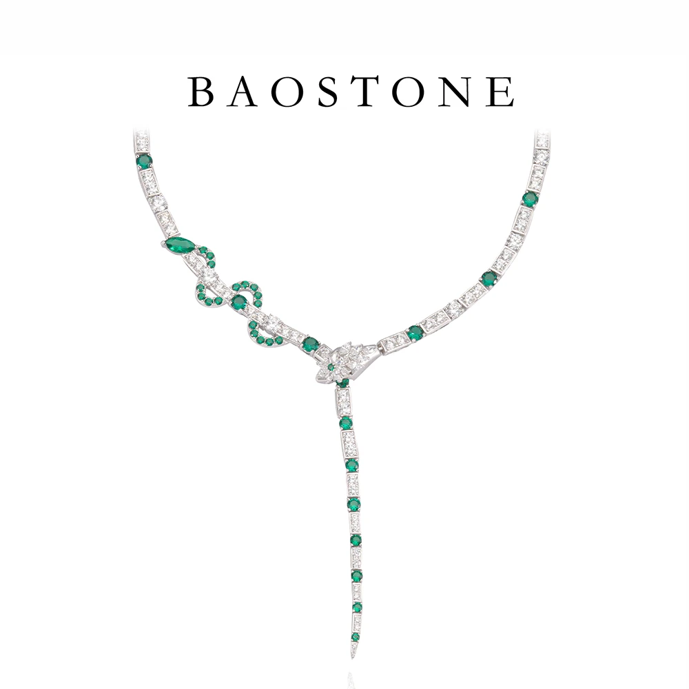 BAOSTONE 坠链均925银合成锆石 【灵蛇项链】气质轻奢精致镶嵌T227