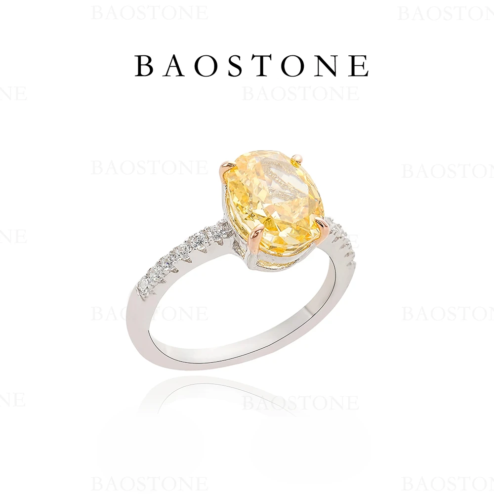 925银合成锆石戒指 【黄色鸽子蛋】精致简约百搭经典J284