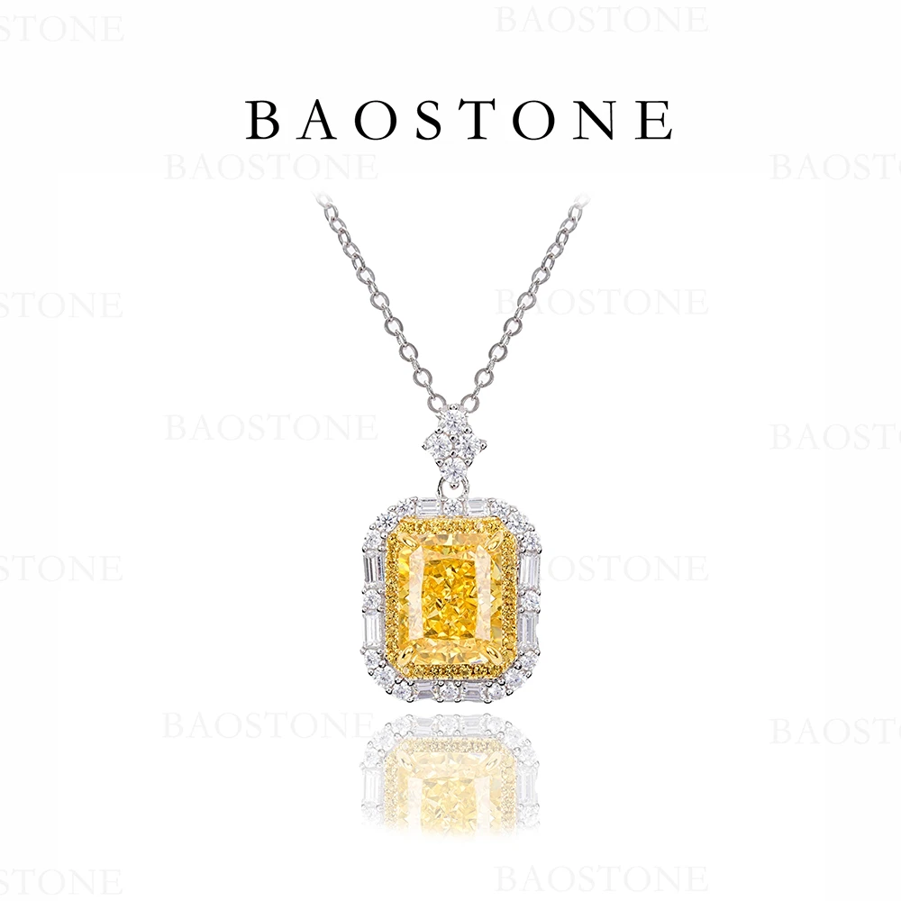 BAOSTONE 链子925银合成锆石 艳彩黄【香水瓶项链】 轻奢《A梦》D71