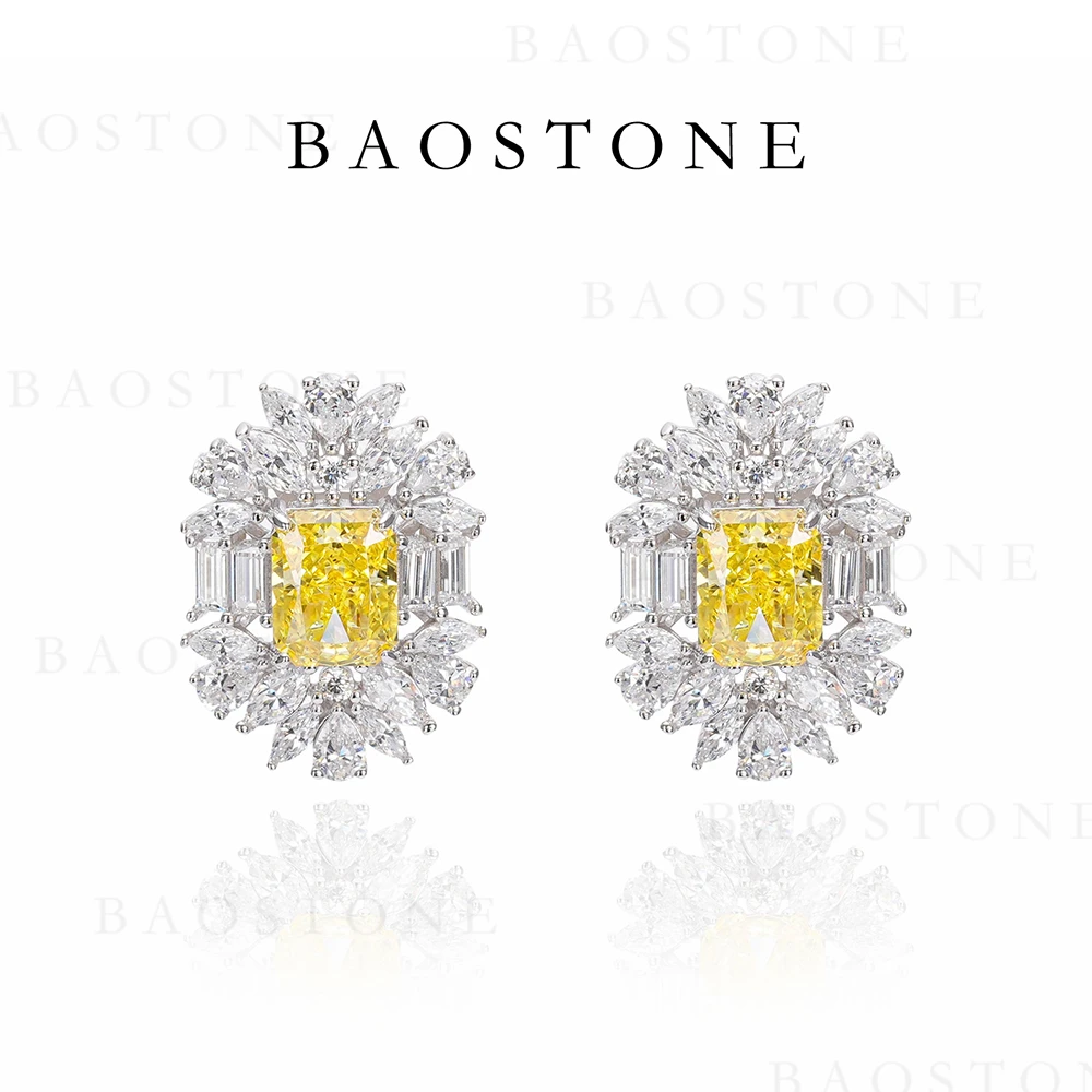 BAOSTONE 925银合成锆石耳饰 【女王与骑士耳钉】轻奢经典精致E105