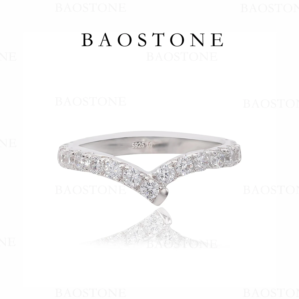 925银合成锆石戒指 【v戒指】简约轻奢镶嵌百搭精致满钻银戒J271